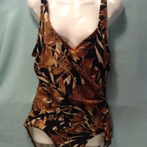 ISLANDER 1 PIECE SWIMSUIT BROWN AND BLACK FLORAL